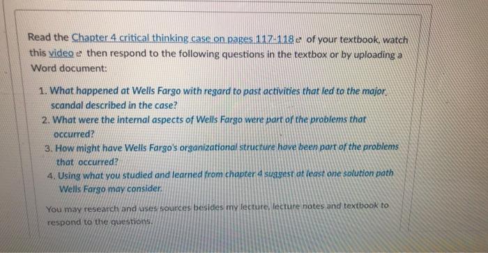 Read the Chapter 4 critical thinking case on