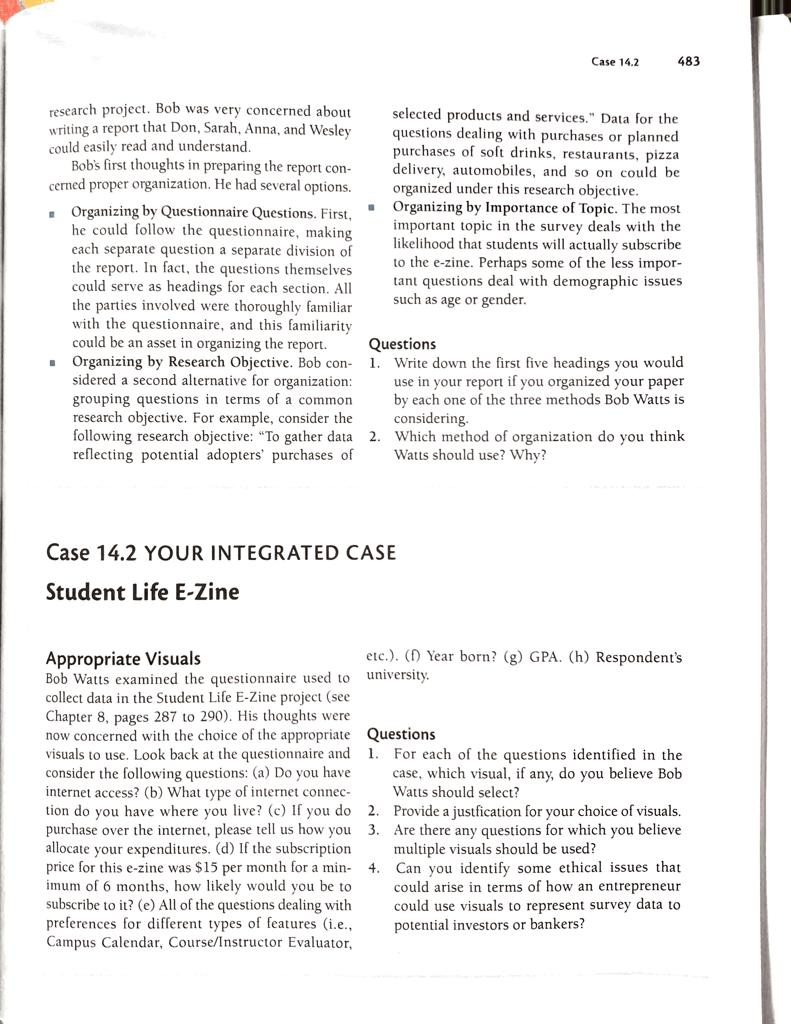 I am looking for answers for case 14.1.