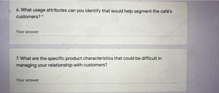 6. What usage attributes can you identify that