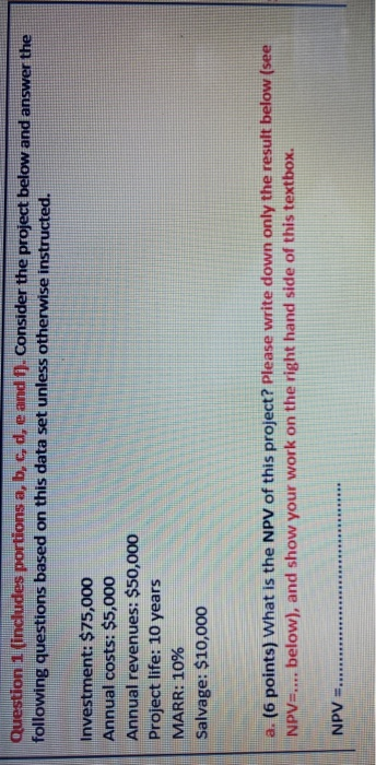 Question 1 (includes portions a, b, c, d, e and