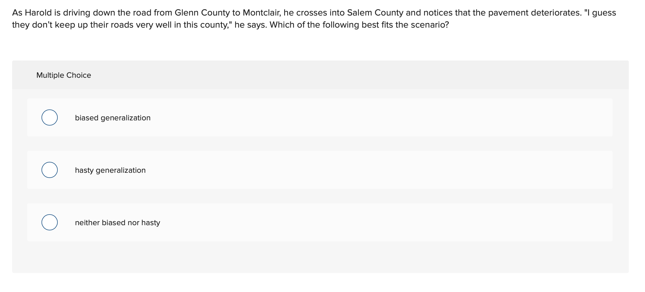 As Harold is driving down the road from Glenn