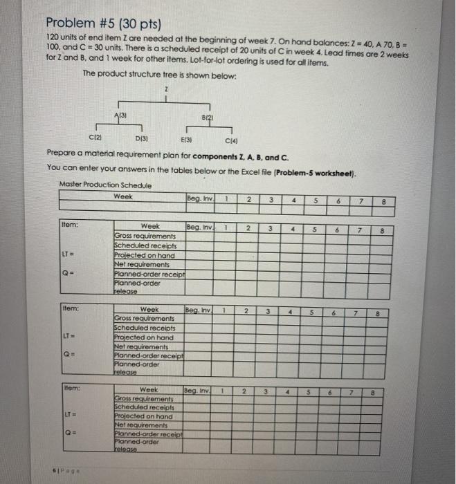 please help me fill out each table? Q=