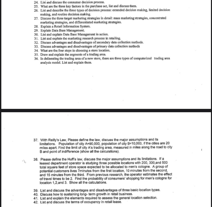 24. List and discuss the consumer decision