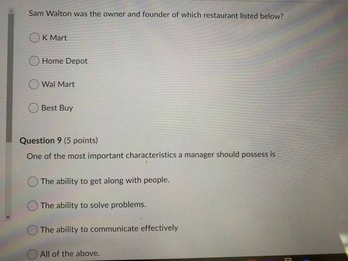 Question 1 (2 points) Anyone can be an effective