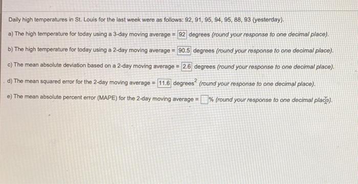 part e Dailly high temperatures in St. Louis for