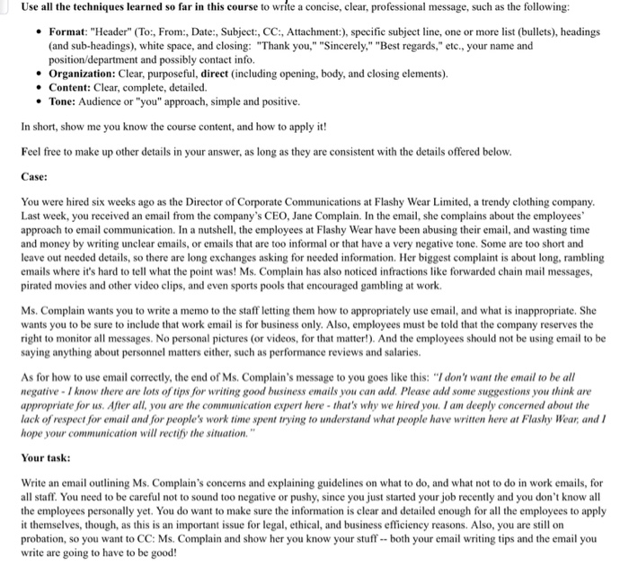 Use all the techniques learned so far in this