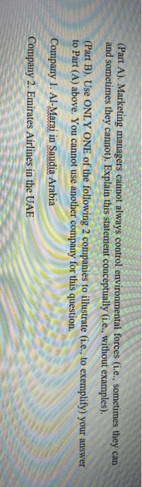 (Part A). Marketing managers cannot always