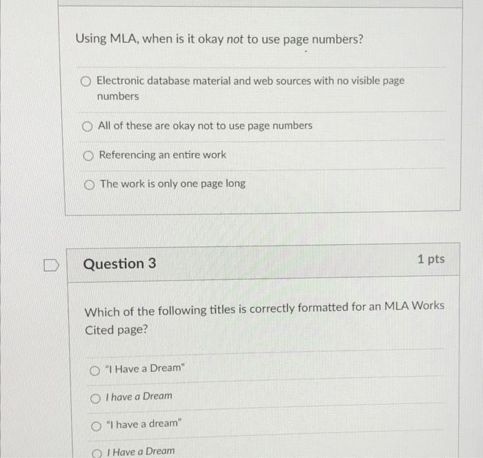 Using MLA, when is it okay not to use page
