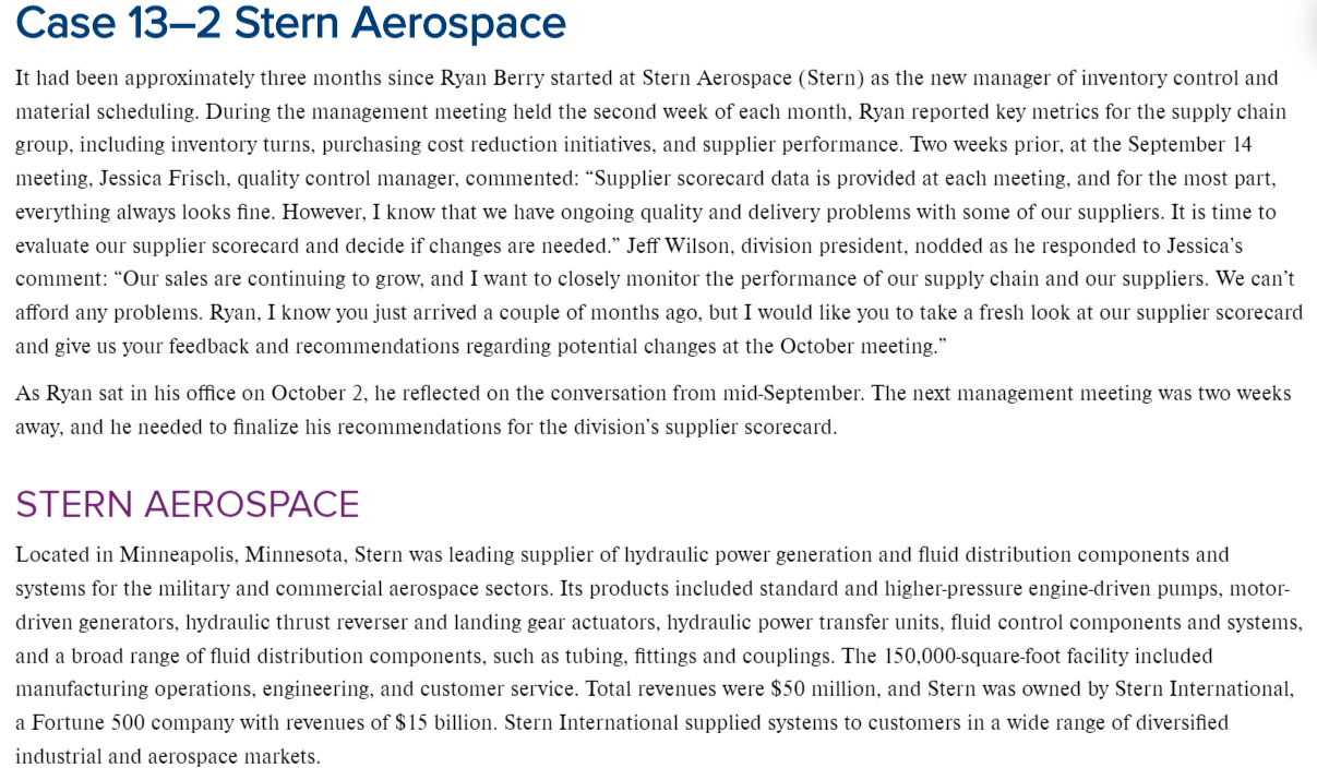 Case 13-2 Stern Aerospace 1. How much work do you