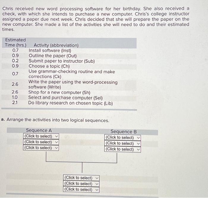 Chris received new word processing software for