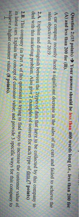 Question 2:(15 points) Your answer should be less