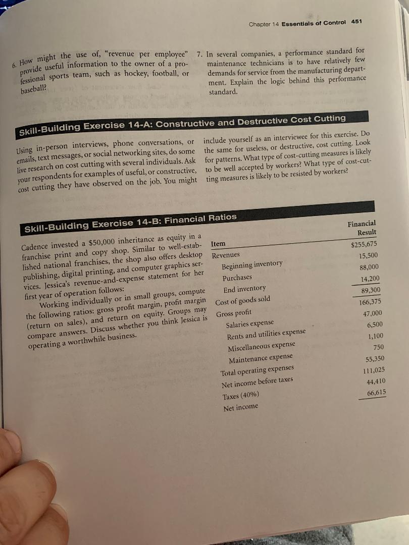 2. Skill-Building Exercise 14-A: Costs Reduction