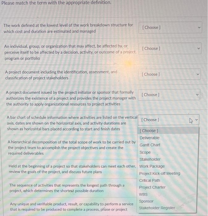 Please match the term with the appropriate