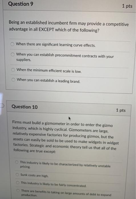 pls help. 1 pts Question 8 During the last