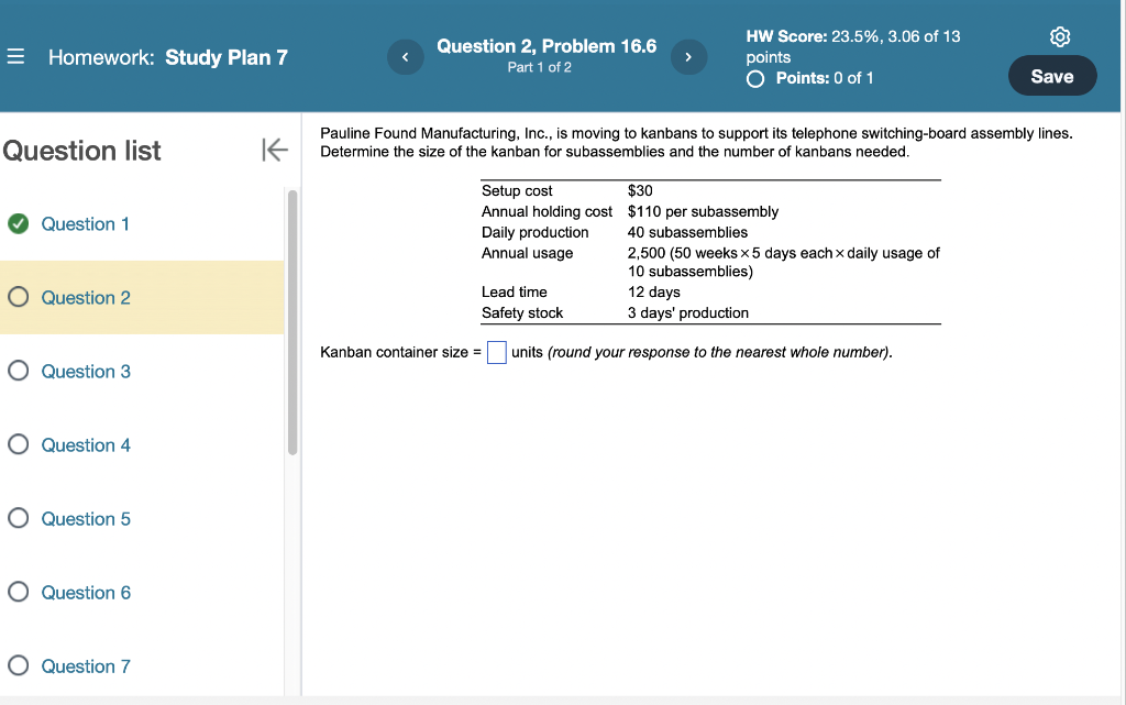 Homework: Study Plan 7 Muestion 2, Problem 16.6 ,