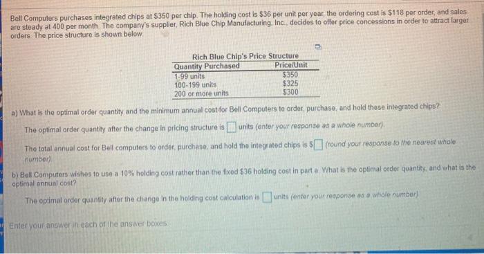 Bell Computers purchases integrated chips at $350