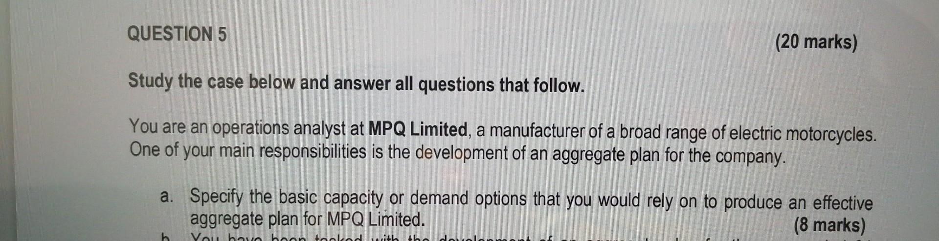 Answer needed urgently QUESTION 5 (20 marks)