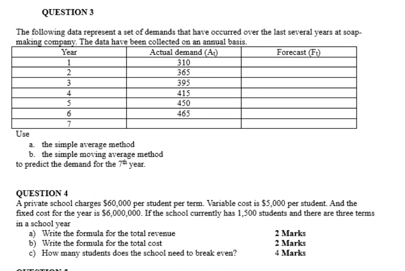 COURSE Quantitative Methods QUESTION 1 a.
