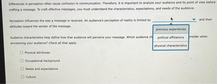 Differences in perception often cause confusion