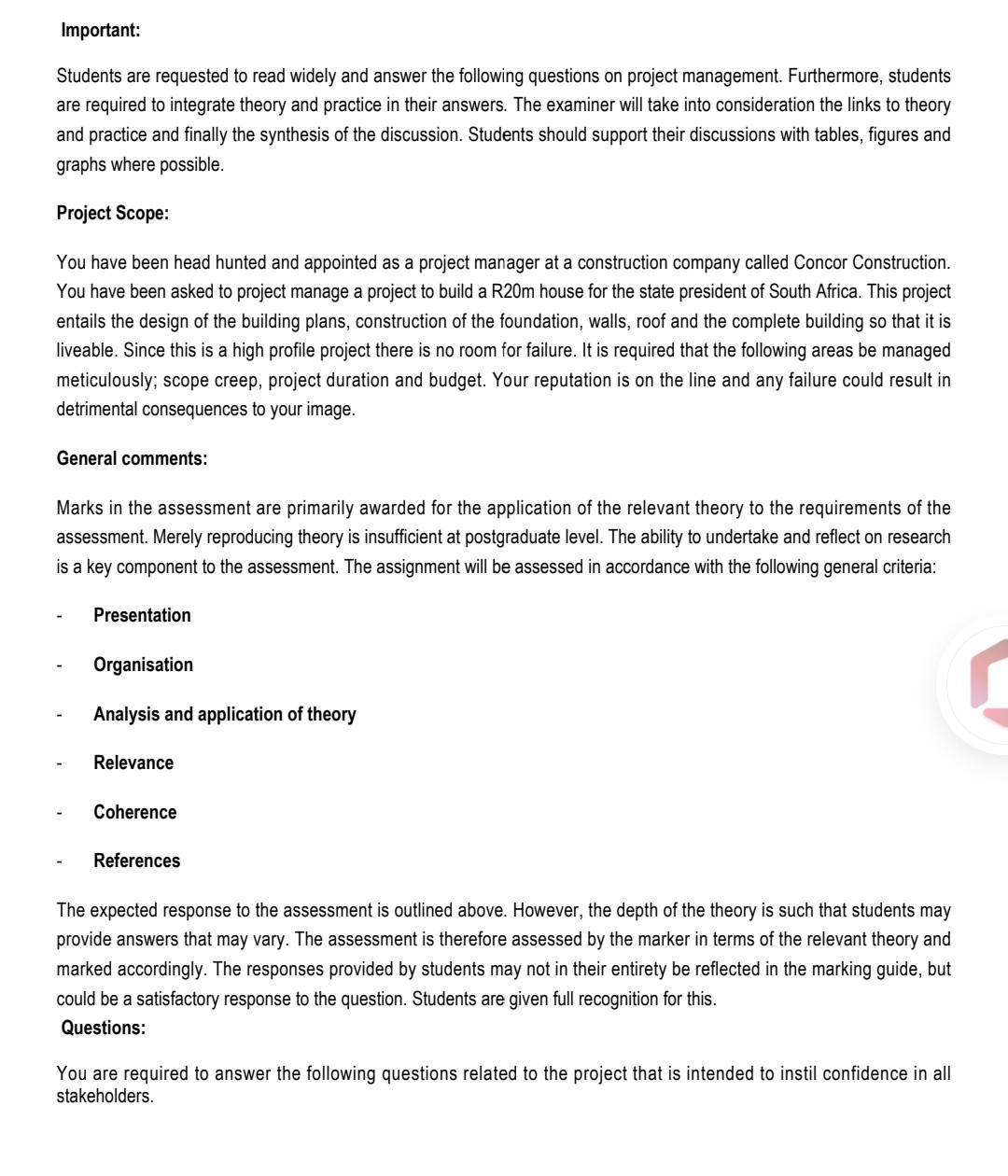 Important: Students are requested to read widely