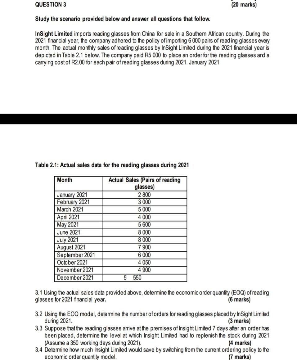 Answer all of question.3 QUESTION 3 (20 marks)