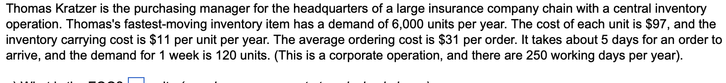 20. Thomas Kratzer is the purchasing manager for