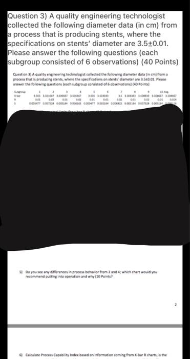 5&6 Question 3) A quality engineering