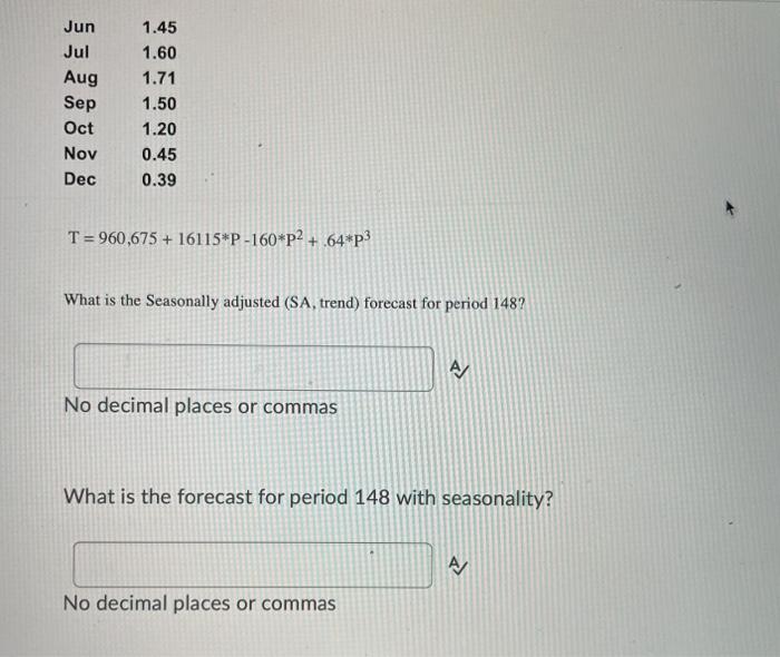 Question 9 (10 points) Use a TSD forecasting
