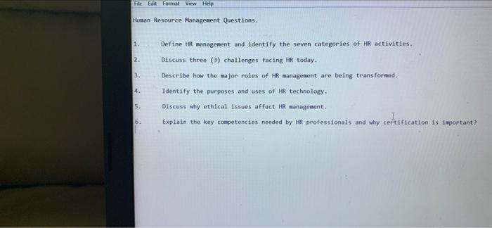 i need urgent answers File Edit Format View Help