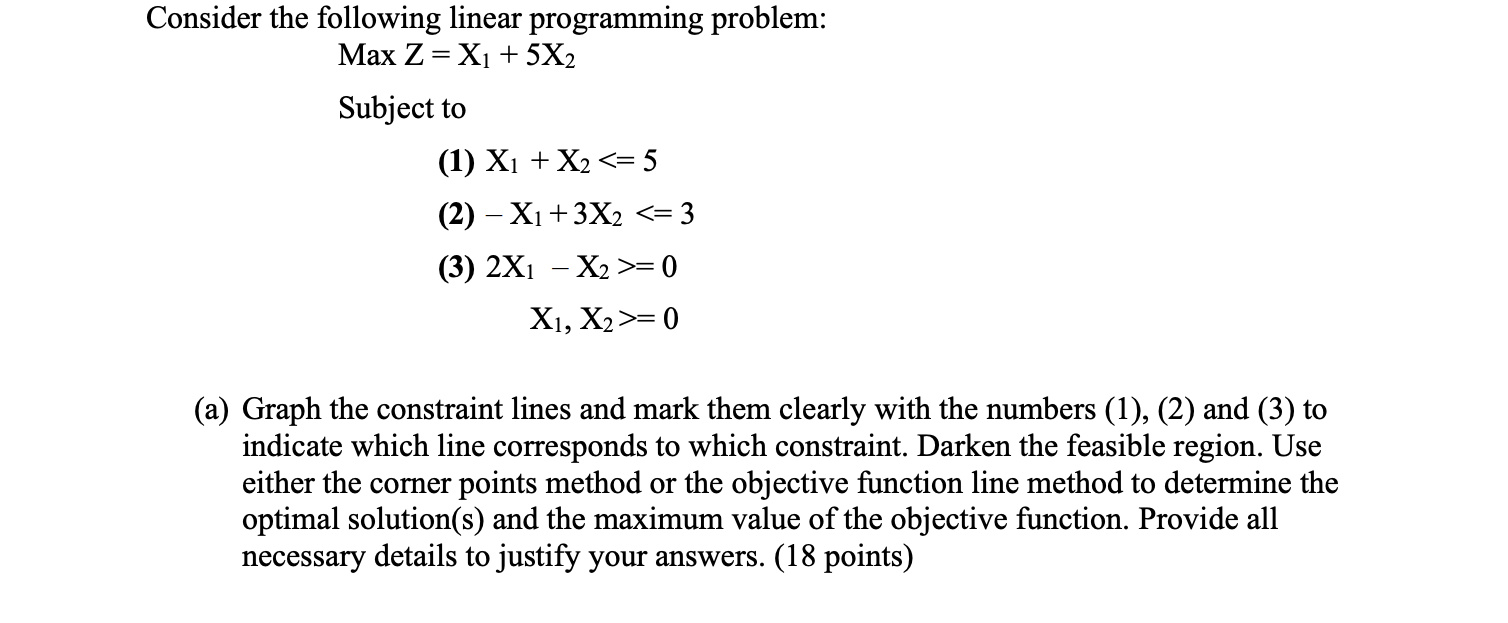 Consider the following linear programming