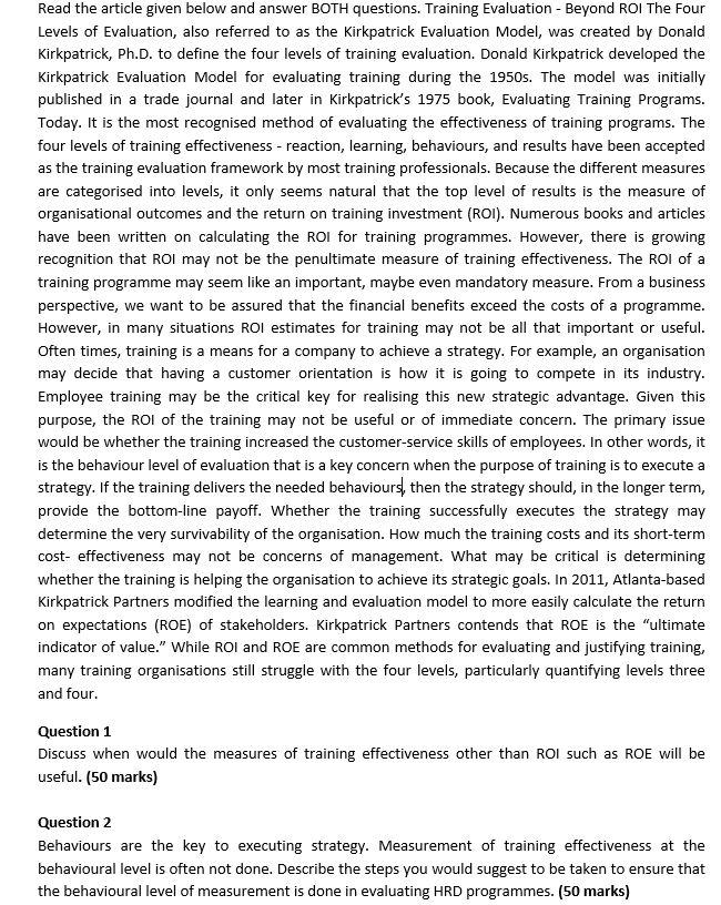 Read the article given below and answer BOTH