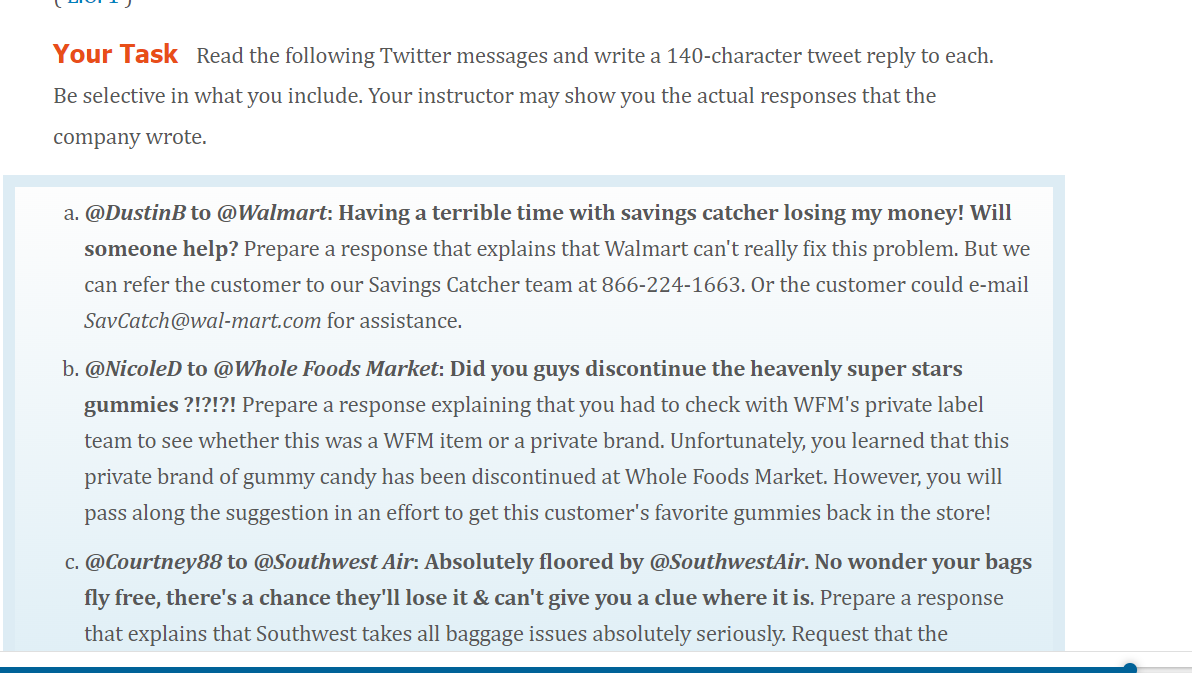 Your Task Read the following Twitter messages and
