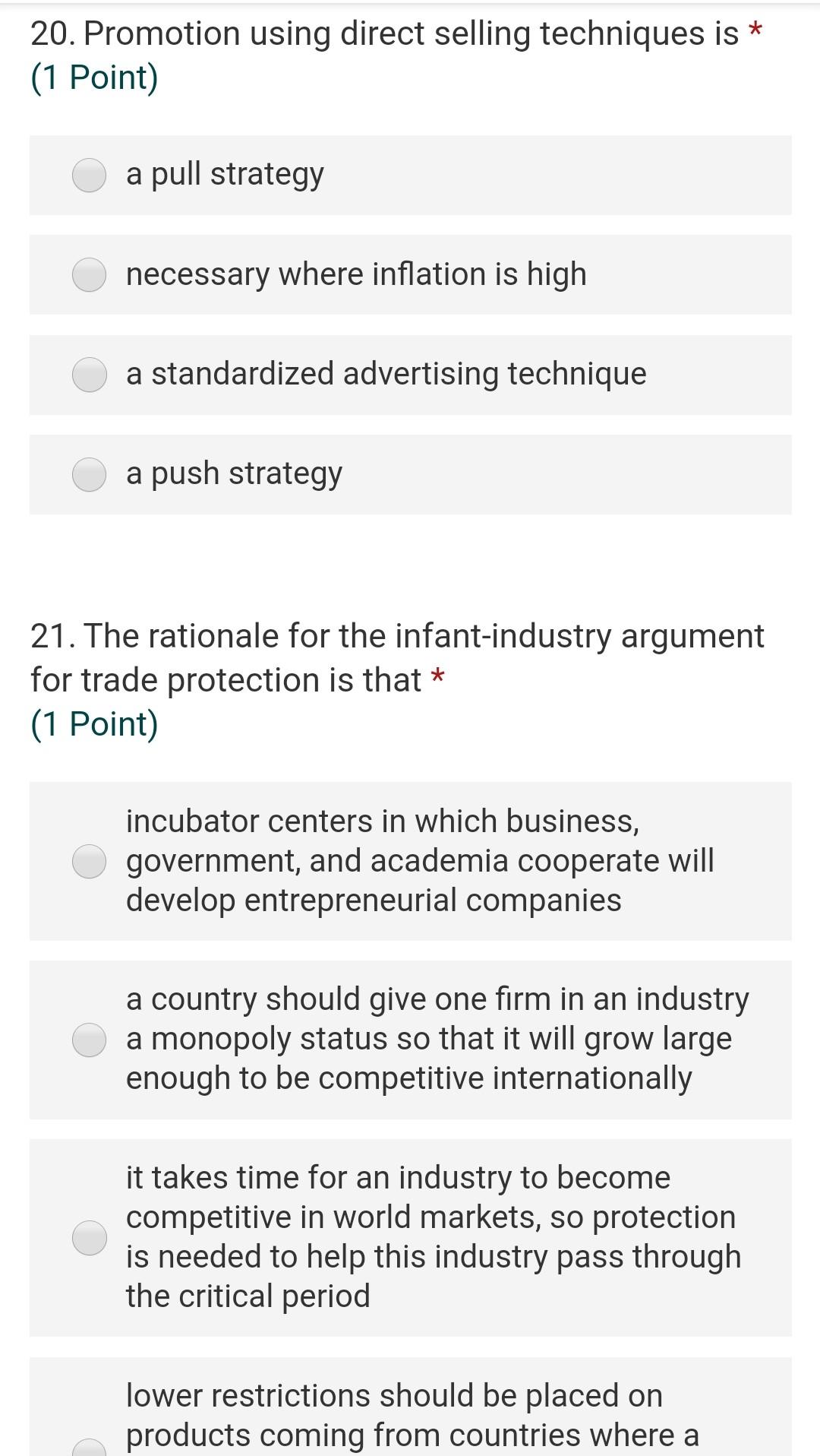 20. Promotion using direct selling techniques is