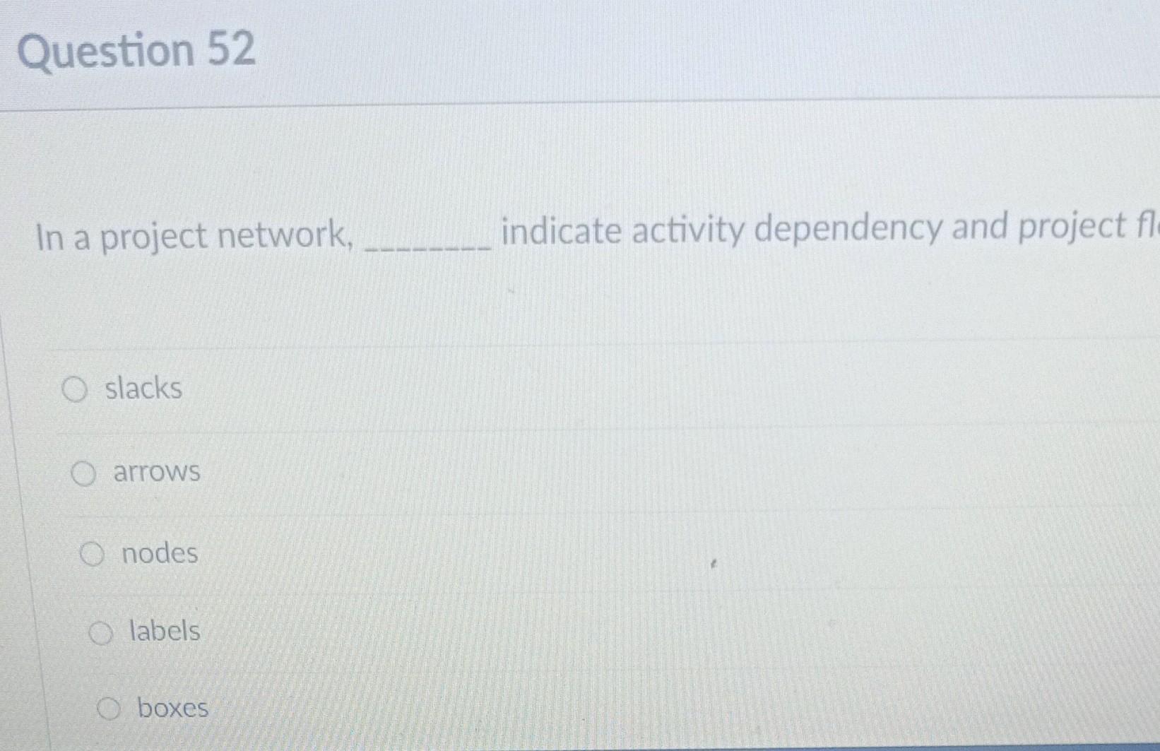 In a project network, indicate activity