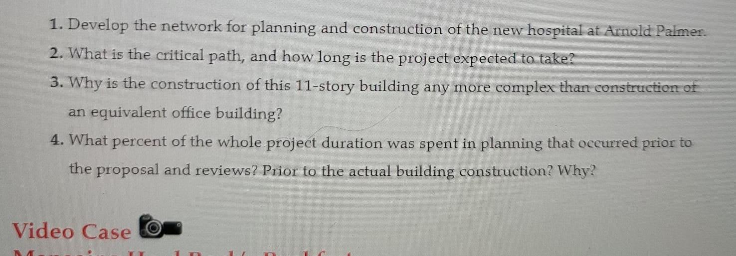 1. Develop the network for planning and