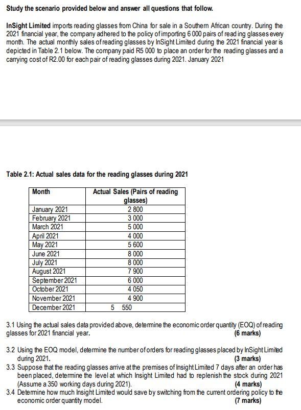 Study the scenario provided below and answer all