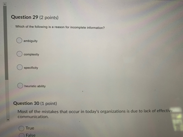 Question 26 (3 points) Programmed decision making