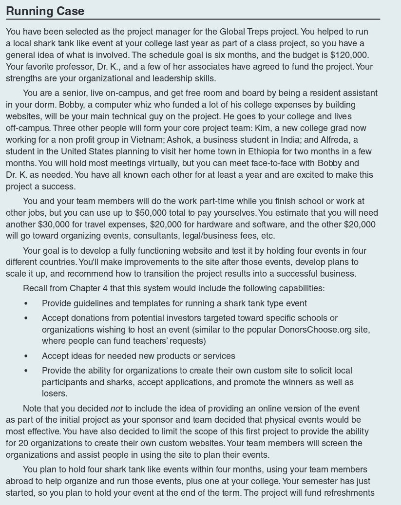 Answer Task 1 ONLY Running Case You have been