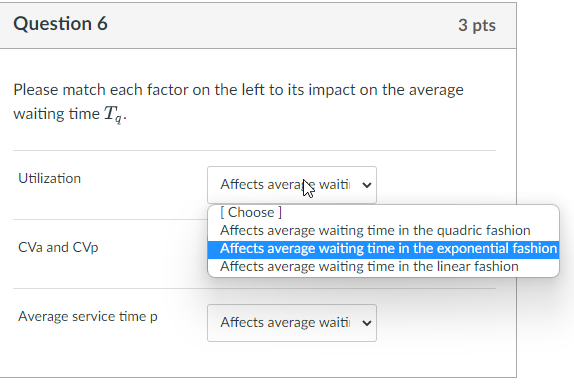 For each one, i need to choose from the drop down