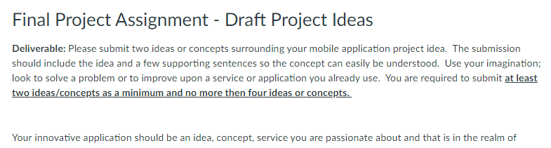 Final Project Assignment - Draft Project Ideas
