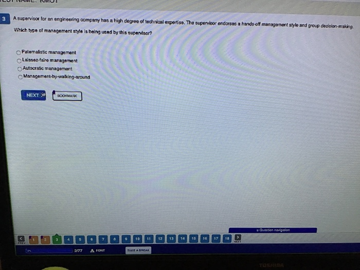 3 A supervisor for an engineering company has a