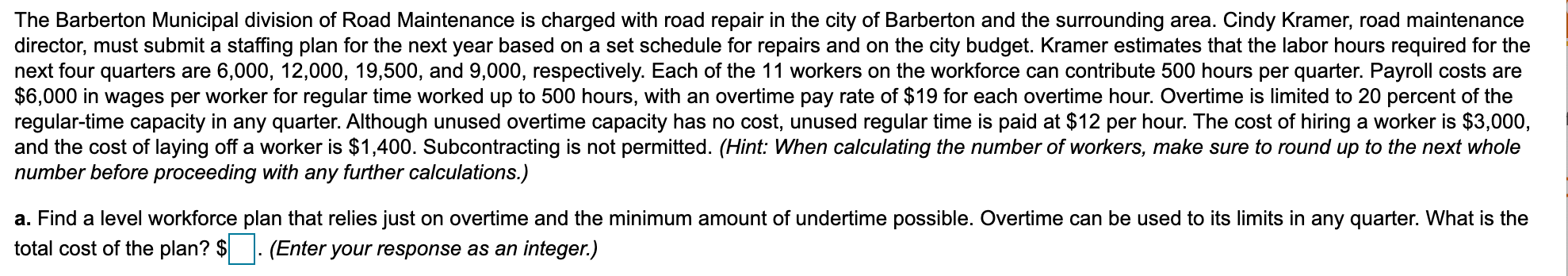 b. How many undertake hours does it call for? c.