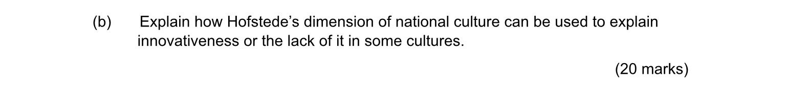 (b) Explain how Hofstede's dimension of national
