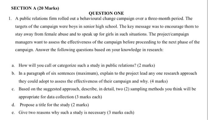SECTION A (20 Marks) QUESTION ONE 1. A public