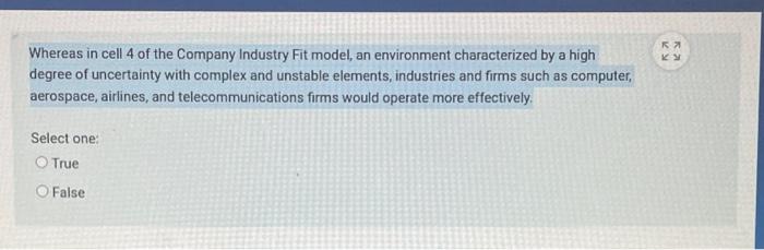 Whereas in cell 4 of the Company Industry Fit