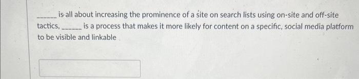 is all about increasing the prominence of a site