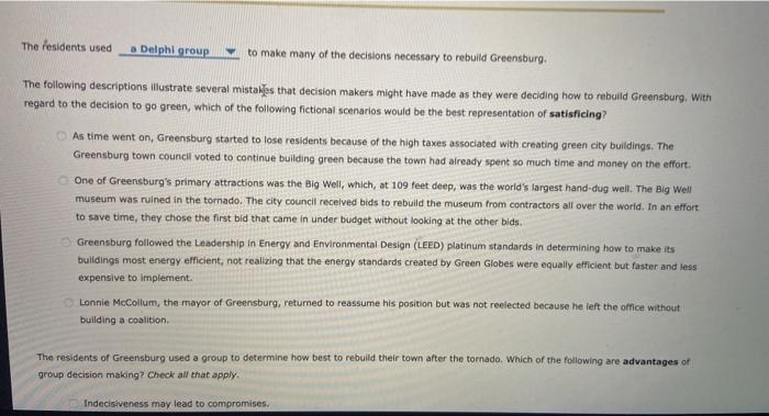 The residents used a Delphl group to make many of