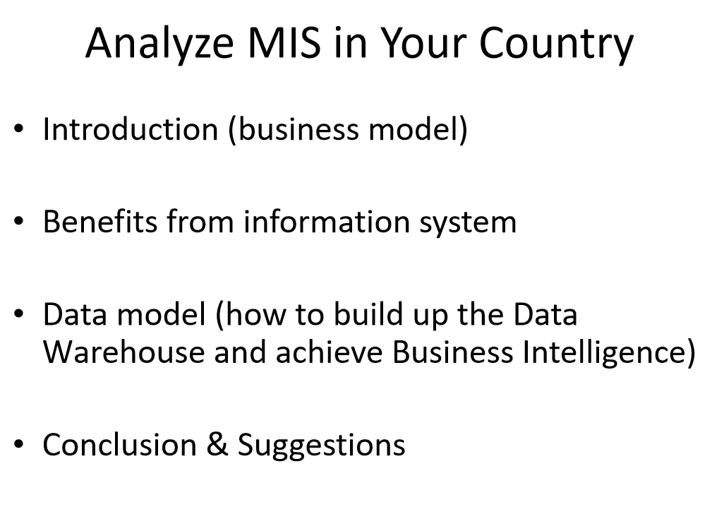 Management information system of a company