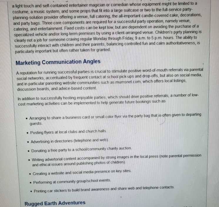 Write a brief summary case study. Identify the