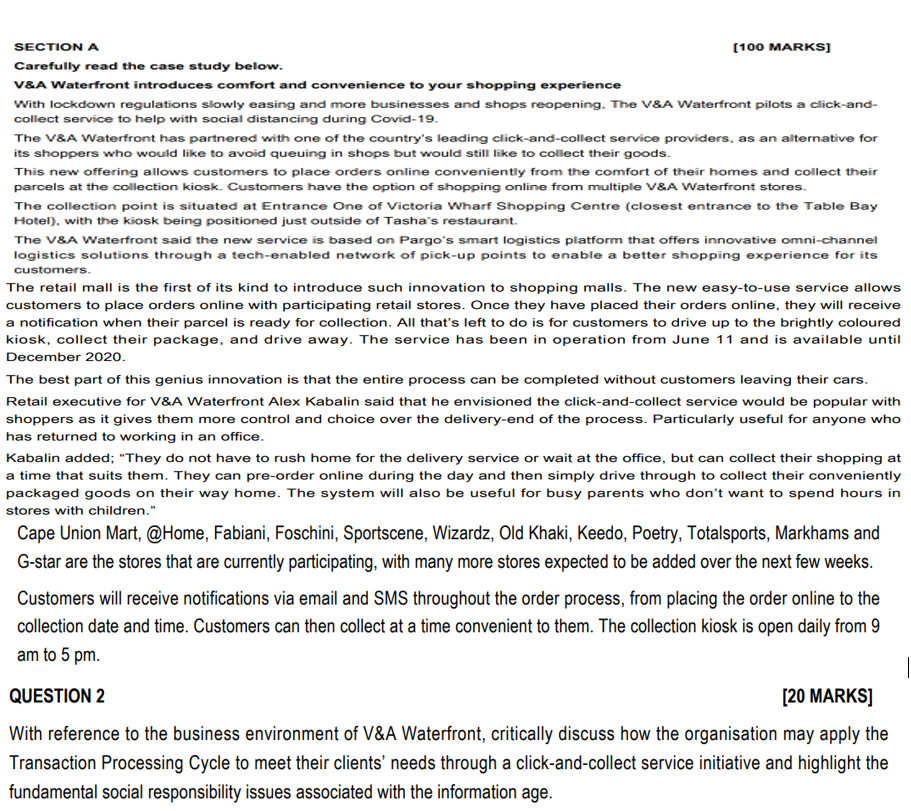 SECTION A [100 MARKS] Carefully read the case